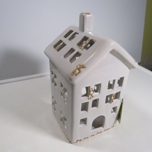 Ceramic House for Tea Light Glazed Ivory & Tan Hobby Lobby 2018 - Picture 2 of 11